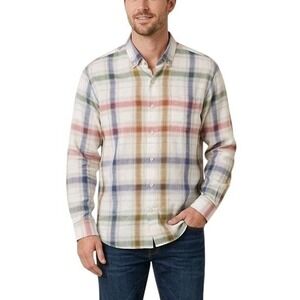 Tommy Bahama Rainbow Plaid Linen Blend L/ Sleeve Button Down Shirt Men's Size XL